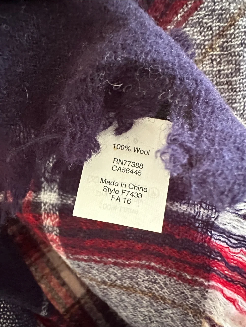 Madewell Plaid wool  Fringe Scarf in Navy, Red, Cream